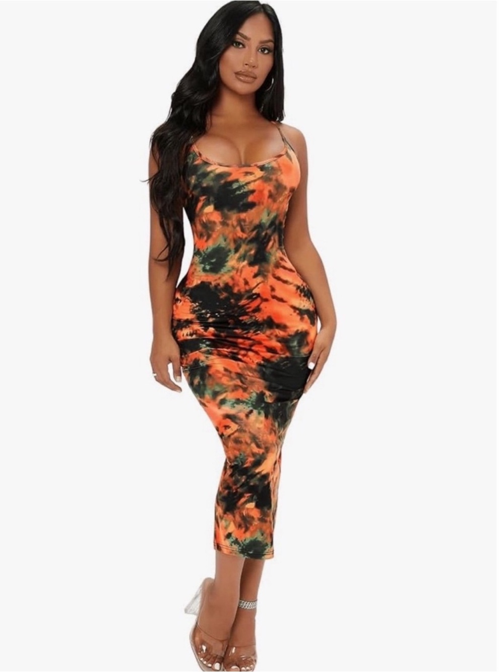 SHEIN Tie-Dye Slip Midi Dress
